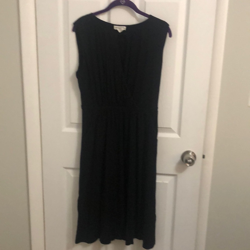 Black spandex knee length dress with pockets.